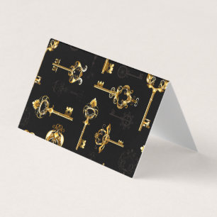 Seamless Pattern with Golden Keys Business Card
