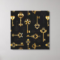 Seamless Pattern with Golden Keys