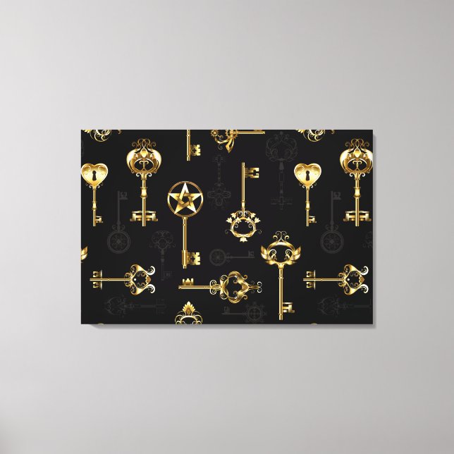 Seamless Pattern with Golden Keys Canvas Print (Front)