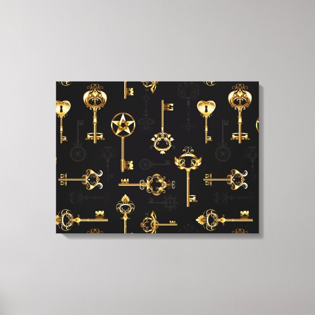 Seamless Pattern with Golden Keys Canvas Print (Front)