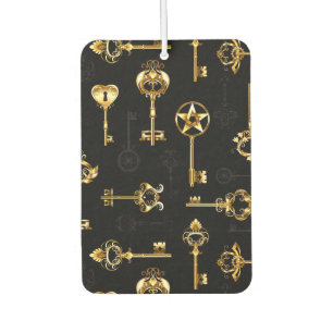 Seamless Pattern with Golden Keys Car Air Freshener
