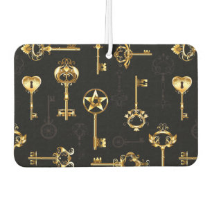 Seamless Pattern with Golden Keys Car Air Freshener