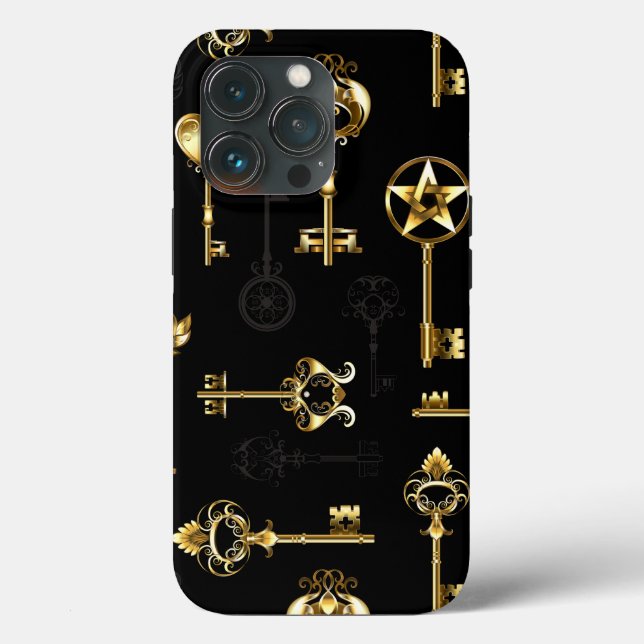 Seamless Pattern with Golden Keys Case-Mate iPhone Case (Back)