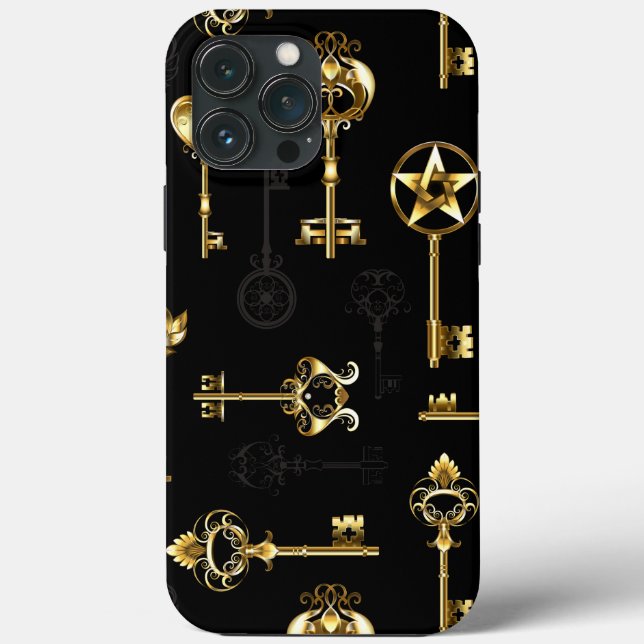 Seamless Pattern with Golden Keys Case-Mate iPhone Case (Back)