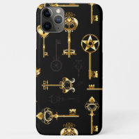 Seamless Pattern with Golden Keys