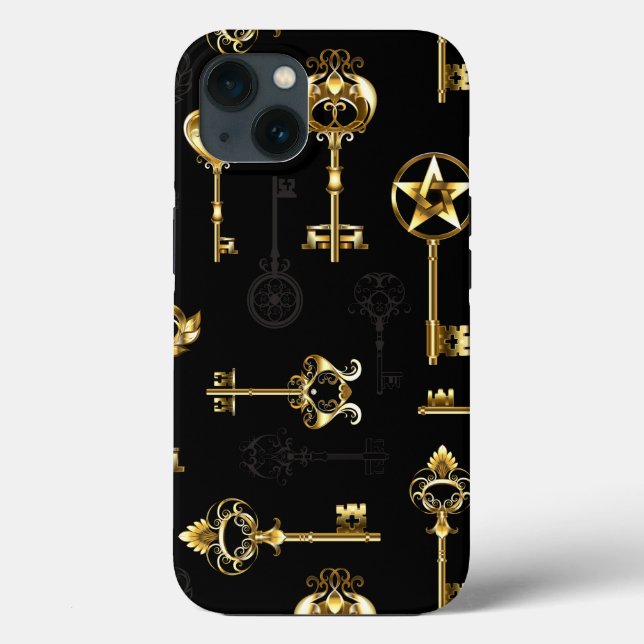 Seamless Pattern with Golden Keys Case-Mate iPhone Case (Back)