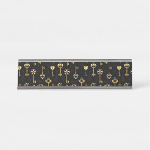 Seamless Pattern with Golden Keys Desk Name Plate