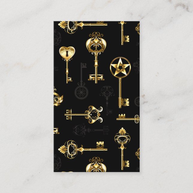 Seamless Pattern with Golden Keys Discount Card (Front)