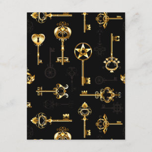 Seamless Pattern with Golden Keys Enclosure Card