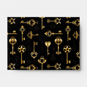 Seamless Pattern with Golden Keys Envelope