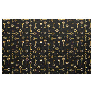 Seamless Pattern with Golden Keys Fabric