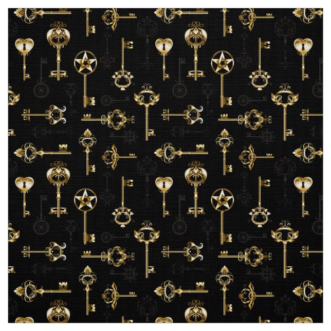 Seamless Pattern with Golden Keys Fabric (Swatch)