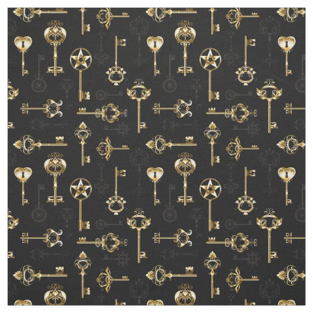 Seamless Pattern with Golden Keys Fabric (Swatch)