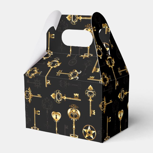 Seamless Pattern with Golden Keys Favour Box (Front Side)