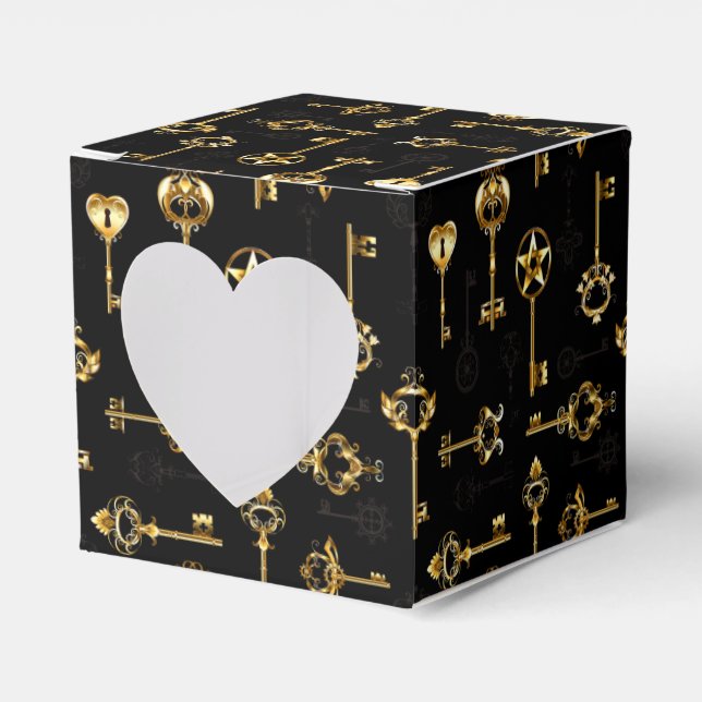 Seamless Pattern with Golden Keys Favour Box (Front Side)