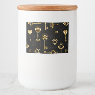 Seamless Pattern with Golden Keys Food Label