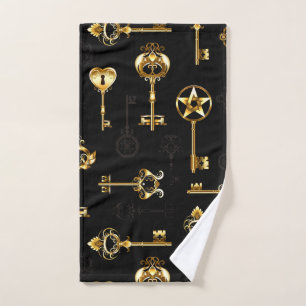 Seamless Pattern with Golden Keys Hand Towel
