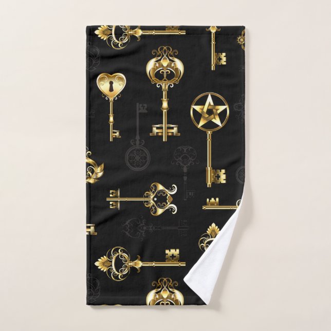 Seamless Pattern with Golden Keys Hand Towel (Hand Towel)