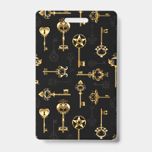 Seamless Pattern with Golden Keys ID Badge