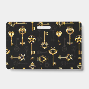 Seamless Pattern with Golden Keys ID Badge