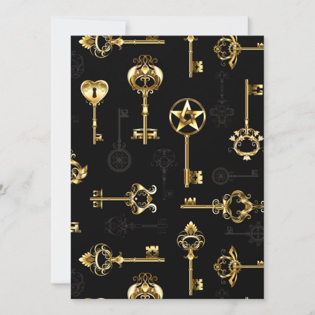 Seamless Pattern with Golden Keys Invitation (Front)