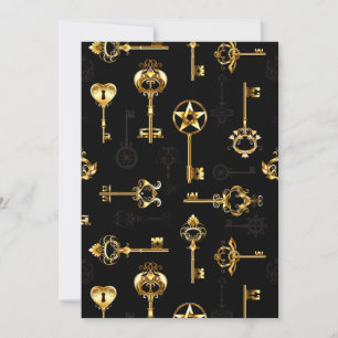 Seamless Pattern with Golden Keys Invitation