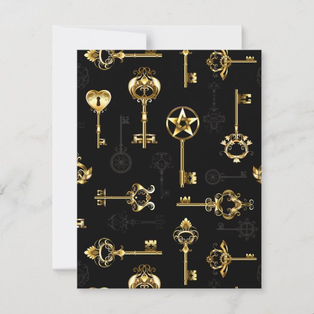 Seamless Pattern with Golden Keys Invitation (Front)