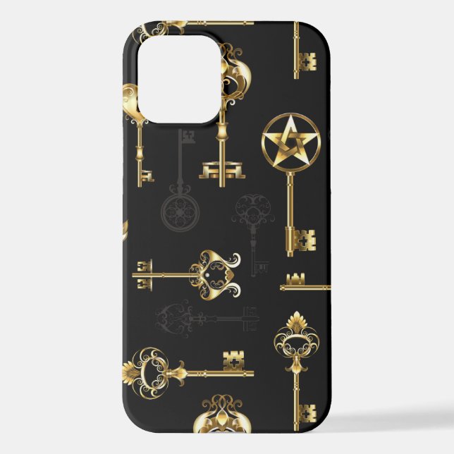 Seamless Pattern with Golden Keys iPhone Case (Back)