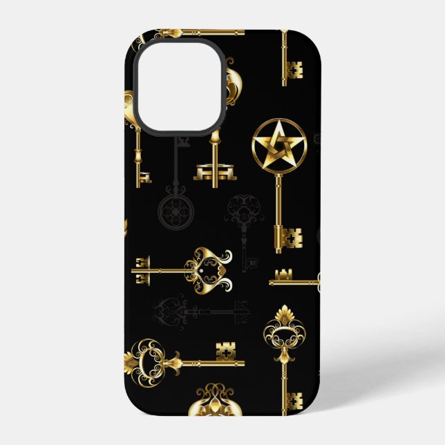 Seamless Pattern with Golden Keys iPhone Case (Back)