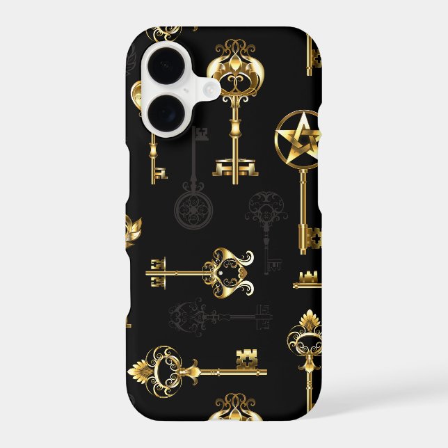Seamless Pattern with Golden Keys iPhone Case (Back)