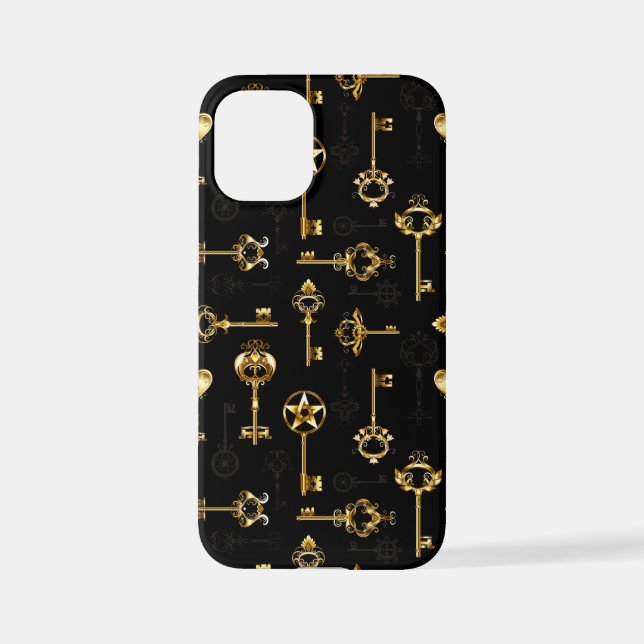 Seamless Pattern with Golden Keys iPhone Case (Back)