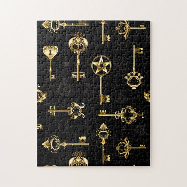 Seamless Pattern with Golden Keys Jigsaw Puzzle (Vertical)