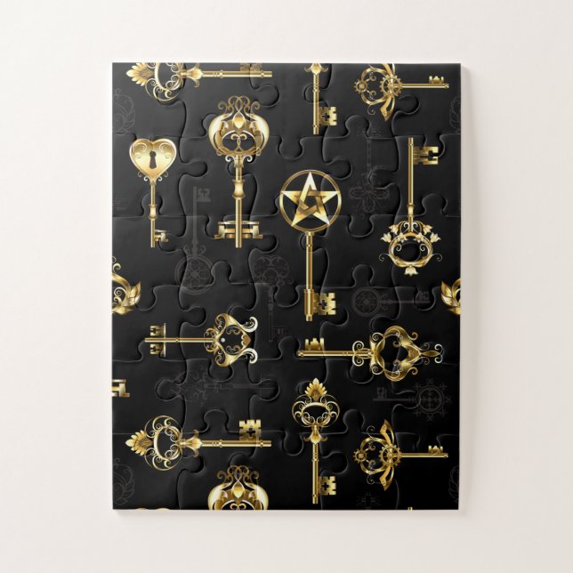 Seamless Pattern with Golden Keys Jigsaw Puzzle (Vertical)