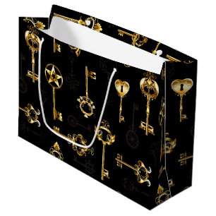 Seamless Pattern with Golden Keys Large Gift Bag