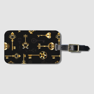 Seamless Pattern with Golden Keys Luggage Tag