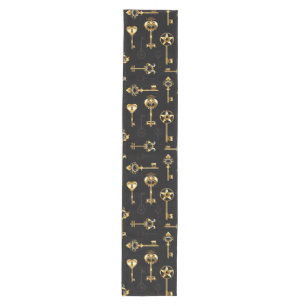 Seamless Pattern with Golden Keys Medium Table Runner