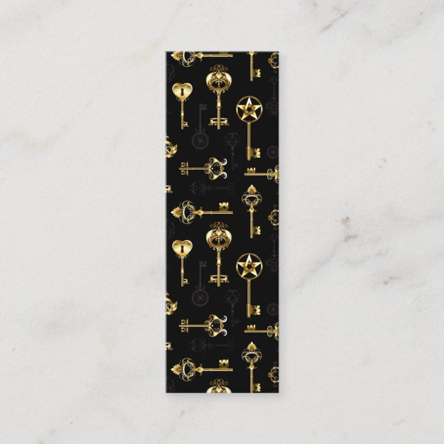 Seamless Pattern with Golden Keys Mini Business Card (Front)