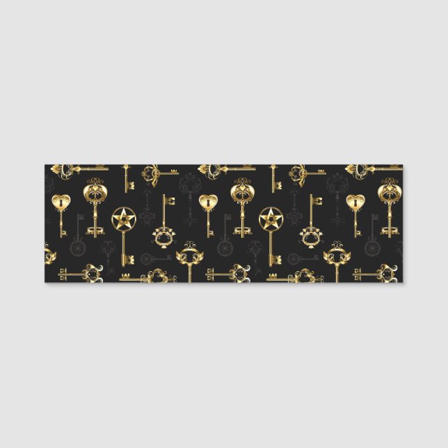 Seamless Pattern with Golden Keys Name Tag (Front)