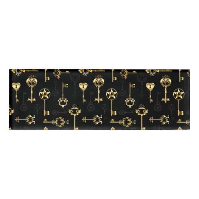 Seamless Pattern with Golden Keys Name Tag (Front)