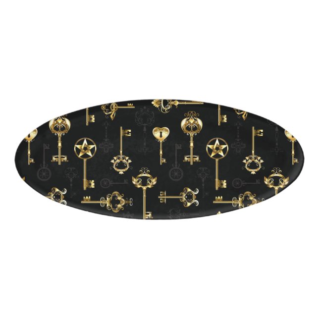Seamless Pattern with Golden Keys Name Tag (Front)
