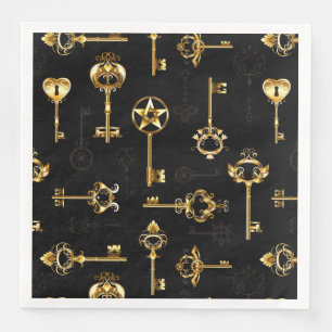 Seamless Pattern with Golden Keys Napkin