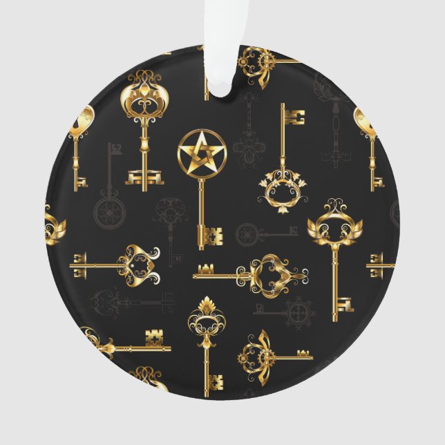 Seamless Pattern with Golden Keys Ornament (Front)