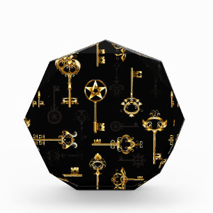 Seamless Pattern with Golden Keys Photo Block