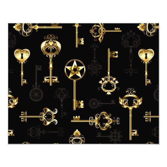 Seamless Pattern with Golden Keys Photo Print (Front)