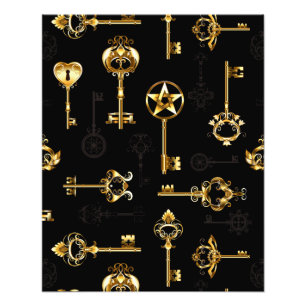 Seamless Pattern with Golden Keys Photo Print