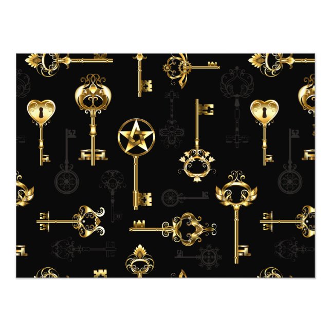 Seamless Pattern with Golden Keys Photo Print (Front)
