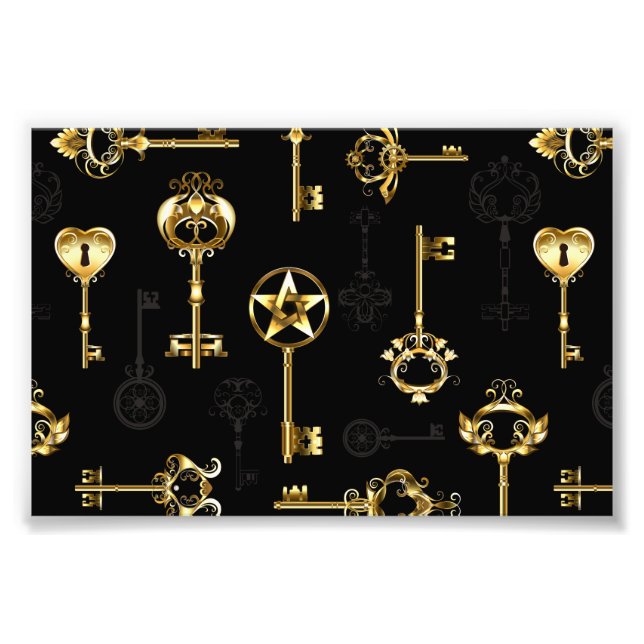 Seamless Pattern with Golden Keys Photo Print (Front)
