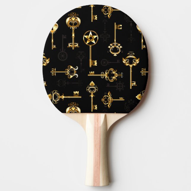 Seamless Pattern with Golden Keys Ping Pong Paddle (Front)