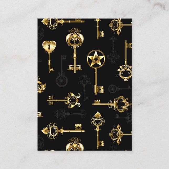 Seamless Pattern with Golden Keys Place Card (Front)