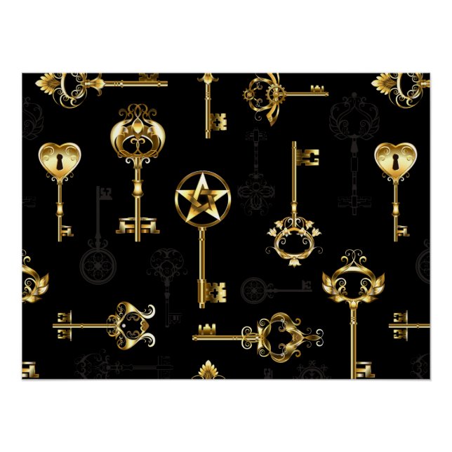 Seamless Pattern with Golden Keys Poster (Front)